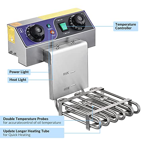 Commercial Stainless Steel Fryer with Timer - 11.7L