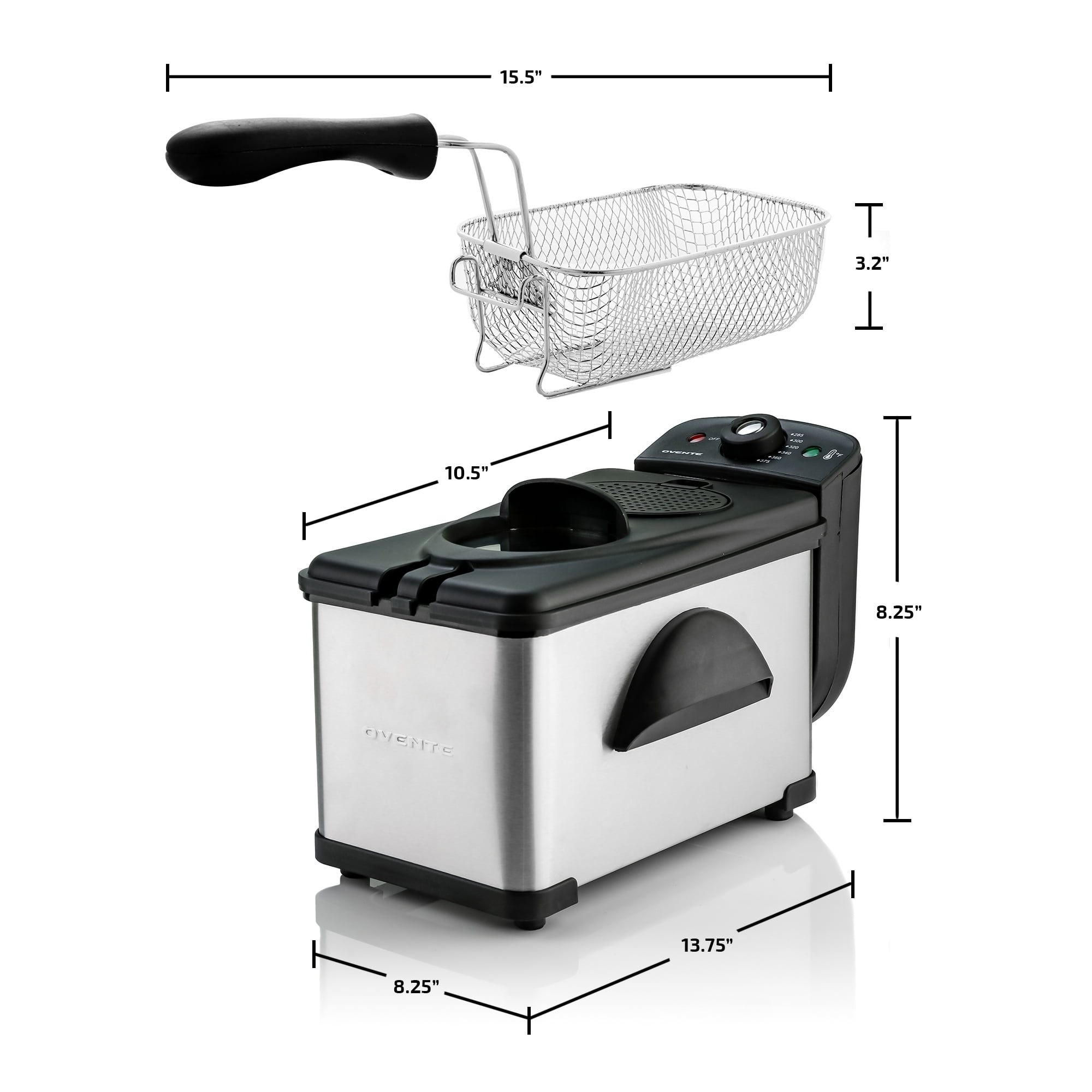 OVENTE 2L Electric Deep Fryer with Lid