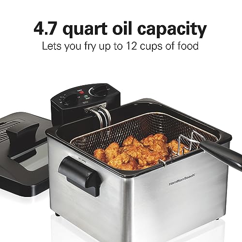 Hamilton Beach Electric Deep Fryer, Triple Basket, Stainless Steel