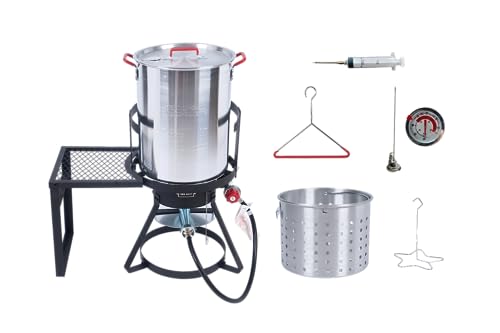 30 Qt Aluminum Turkey Deep Fryer with Injector and Thermometer
