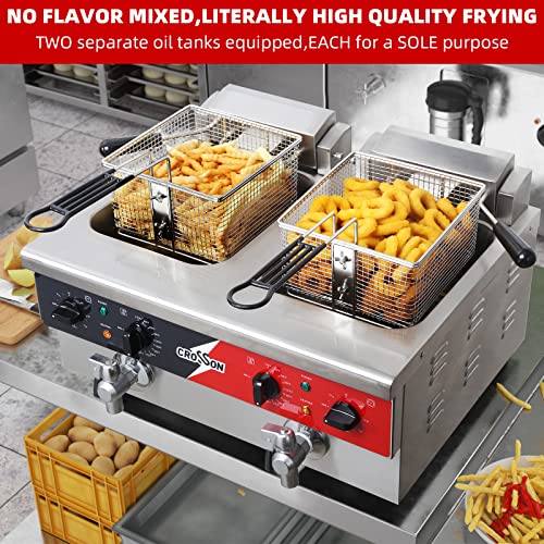 CROSSON 12L Electric Dual Tank Deep Fryer