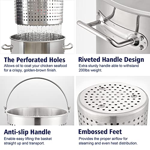 52-QT Stainless Steel Stockpot - Outdoor Seafood Boiler