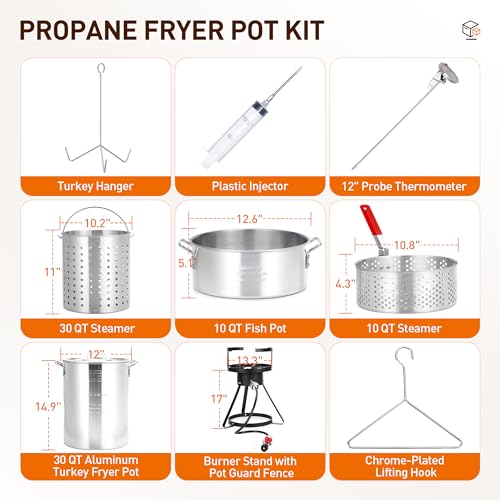 Outdoor Turkey and Fish Fryer Set with Propane Burner