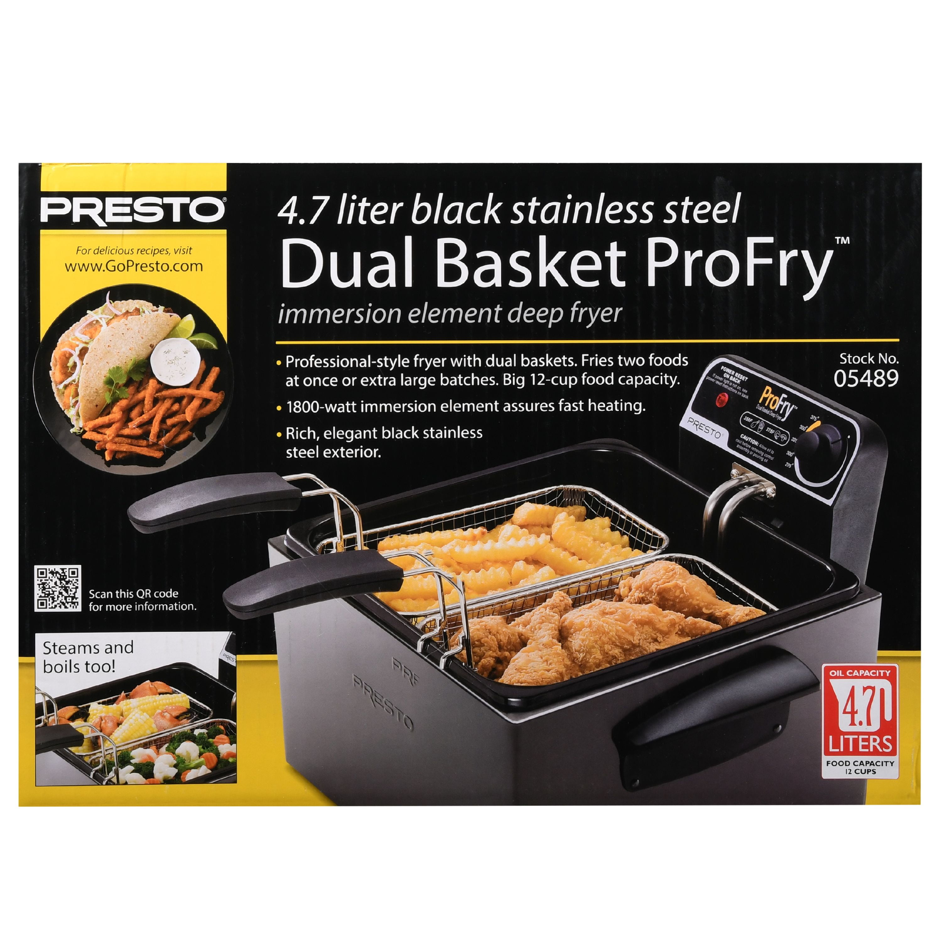 Presto Dual Basket Black Deep Fryer