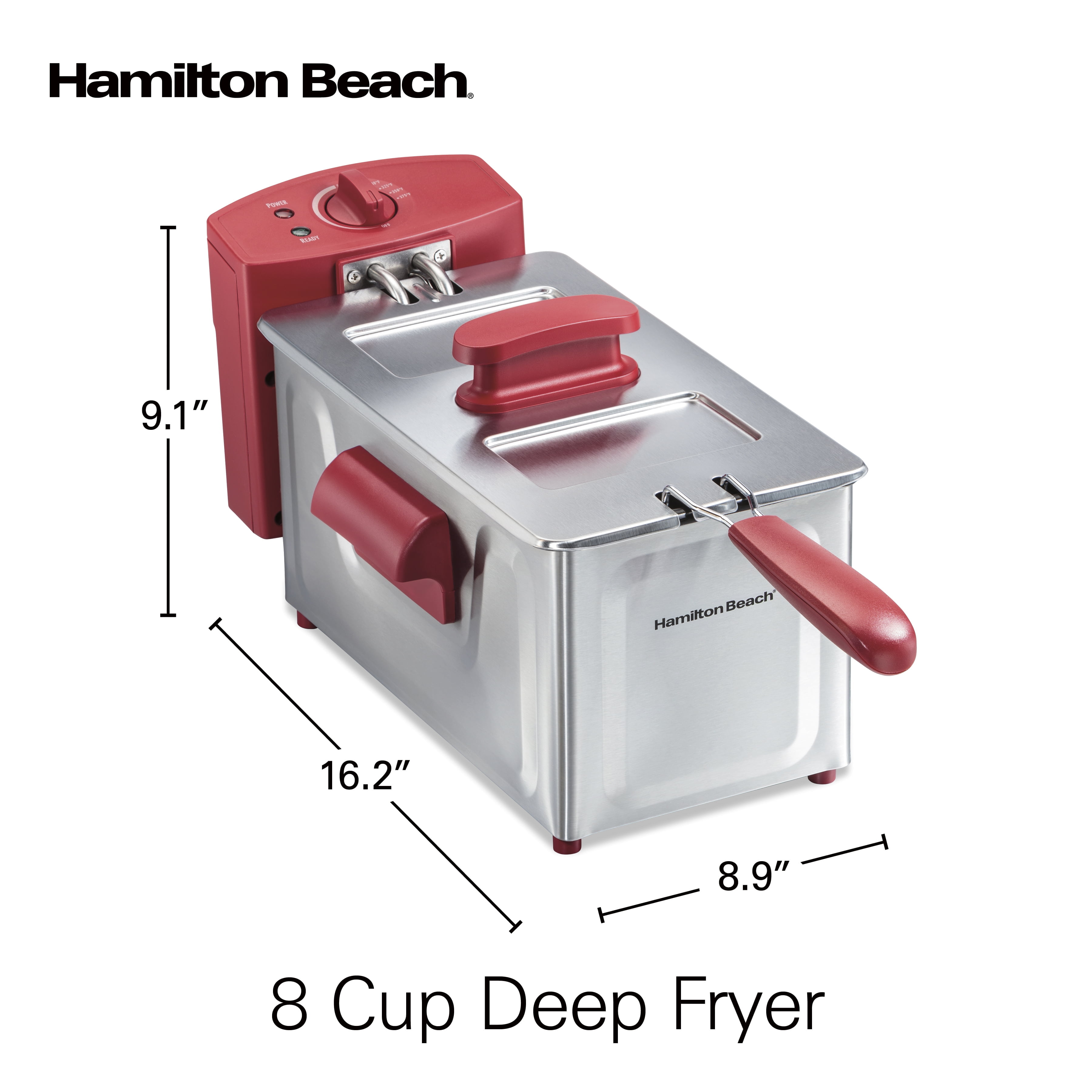 Hamilton Beach Family-size Cup Deep Fryer, Red
