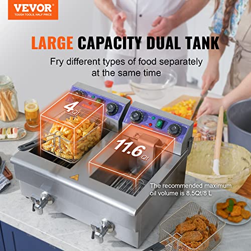VEVOR 22.7Qt Electric Deep Fryer, Stainless Steel