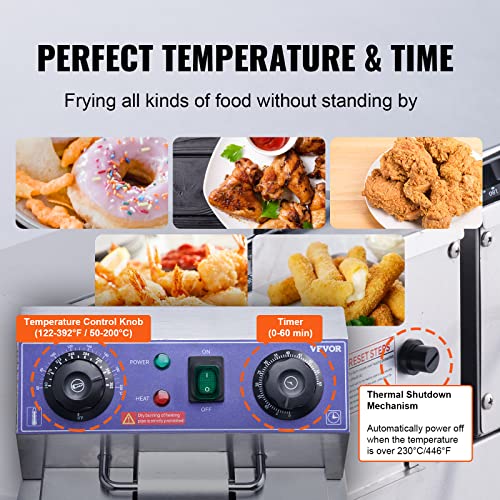 VEVOR 22.7Qt Electric Deep Fryer, Stainless Steel