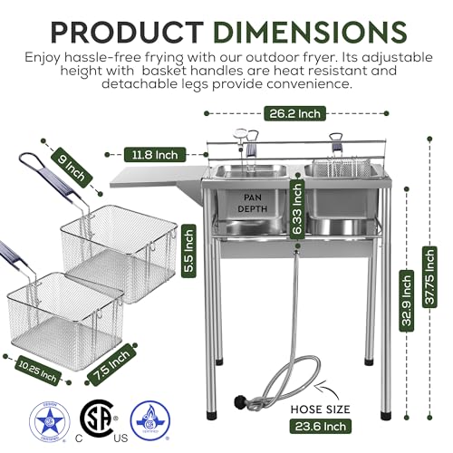 Outdoor Propane Deep Fryer with Stainless Steel Baskets