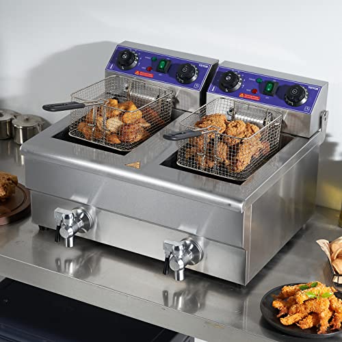 VEVOR 22.7Qt Electric Deep Fryer, Stainless Steel