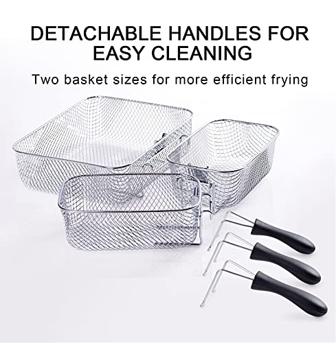 Secura Electric Deep Fryer: Stainless Triple Basket, Timer