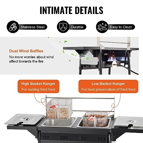 Outdoor Propane Deep Fryer with Double Burners