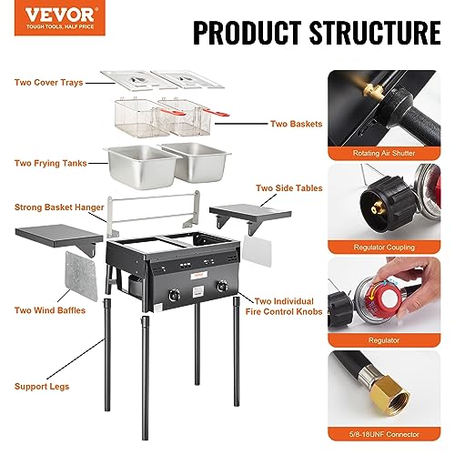 Outdoor Propane Deep Fryer with Double Burners