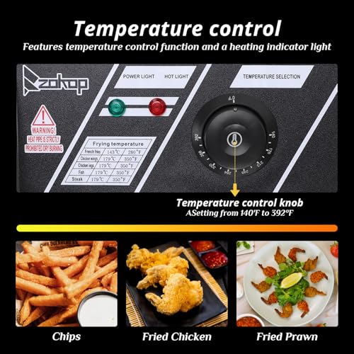 Winado 12.7QT Electric Deep Fryer - Stainless Steel, Dual Tank