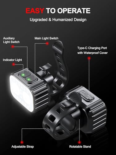 Rechargeable Bike Lights Set, 8+12 Modes