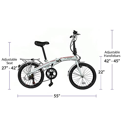 Xspec 20" 7 Speed Folding City Bike - White