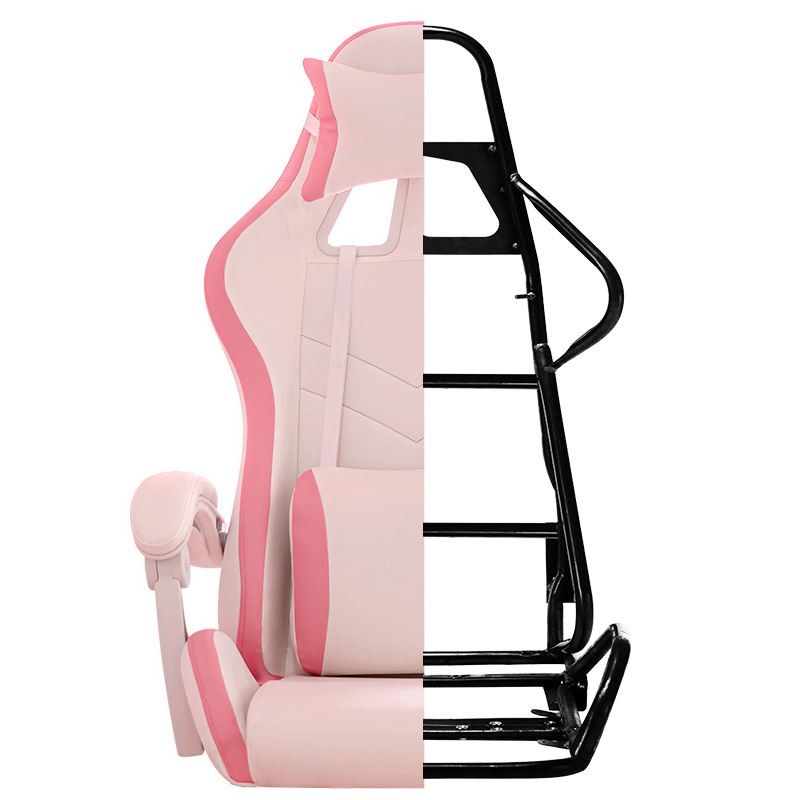 Pink Ergonomic Gaming Chair with Leg Rest