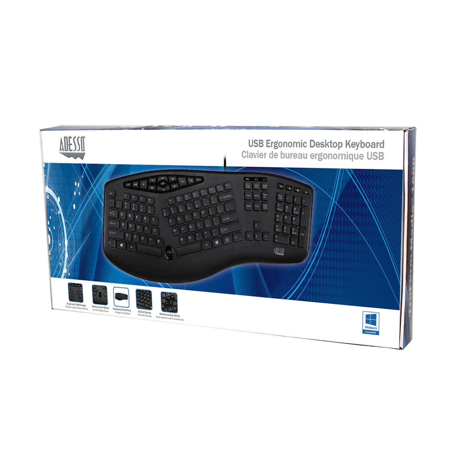 Windows Ergonomic Desktop Keyboard - Adesso AKB-160UB