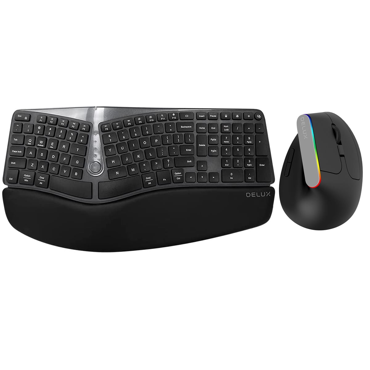 Wireless Split Keyboard with Vertical Mouse Combo