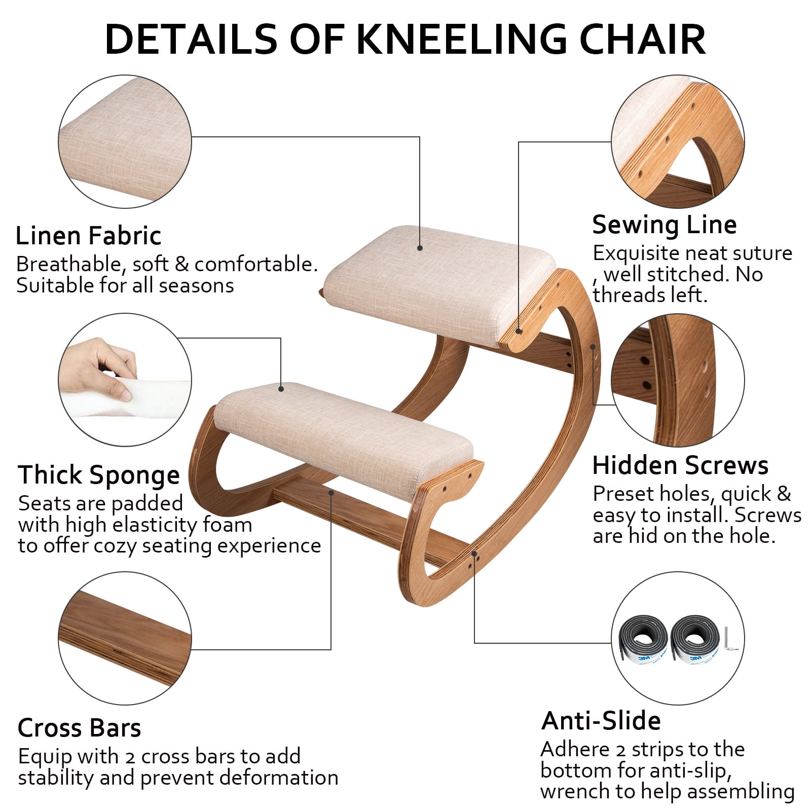 Heavy-duty Ergonomic Kneeling Chair for Better Posture