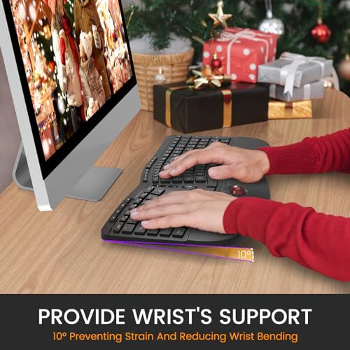 Wireless Split Keyboard with Trackball & Wrist Rest