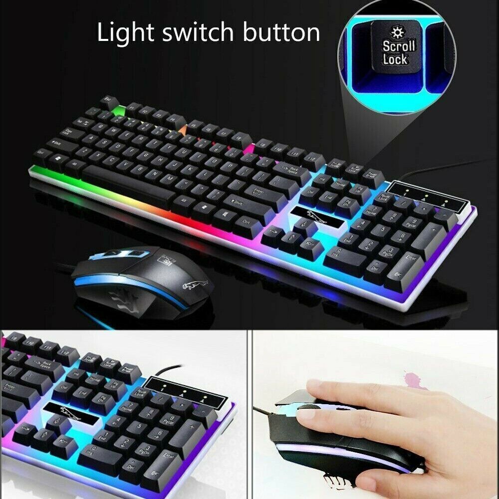 Ergonomic Gaming Keyboard and Mouse Combo with RGB LED