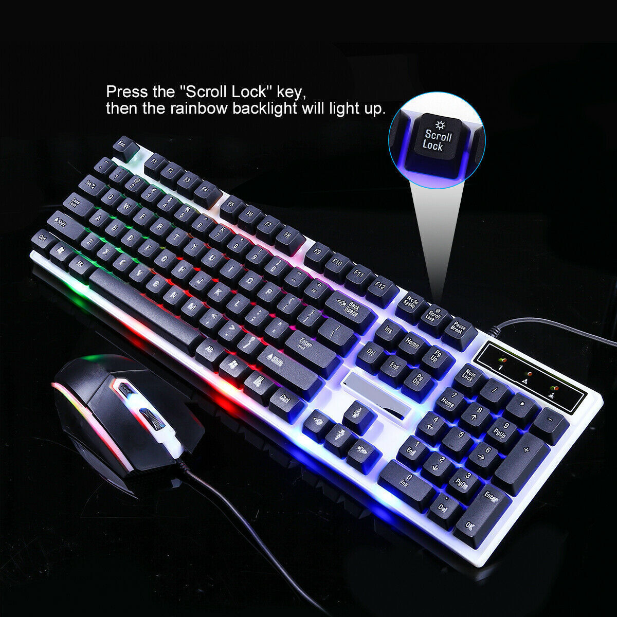 Ergonomic Gaming Keyboard and Mouse Combo with RGB LED