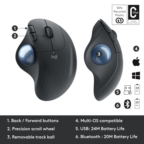 Logitech ERGO M575 Wireless Trackball Mouse - Graphite