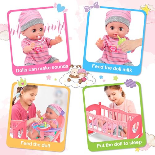 Baby Doll Care Playset with Cradle & Accessories
