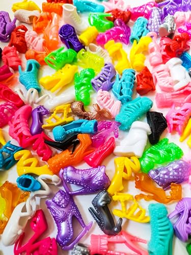 50 Pairs Assorted Barbie Doll Shoes: High Heels, Boots, Flats