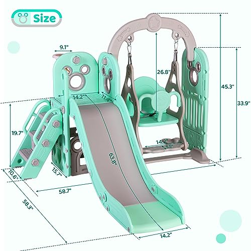 Arlopu 6-in-1 Slide Climber Playhouse for Kids