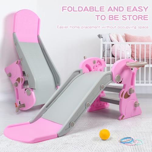 Foldable Indoor Slide and Climber Playset for Toddlers