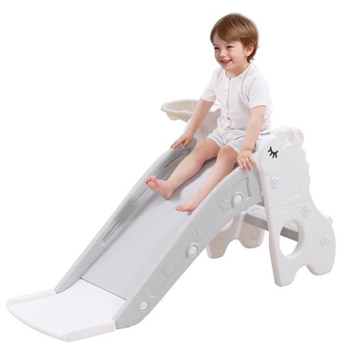 Pearl White Indoor Slide and Climber for Toddlers