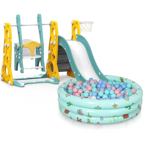 Hapsor 4-in-1 Toddler Slide and Swing Set