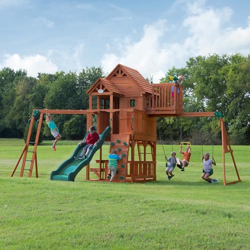 Skyfort II Cedar Wood Playground and Playhouse Set