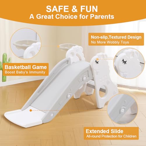 Pearl White Indoor Slide and Climber for Toddlers