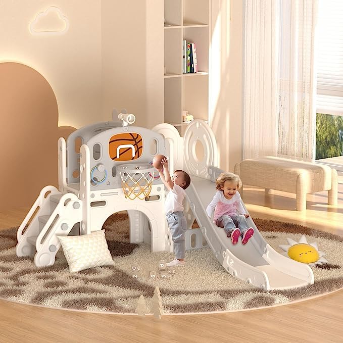 UNICOO Kids Slide Playset with Tunnel and Climber