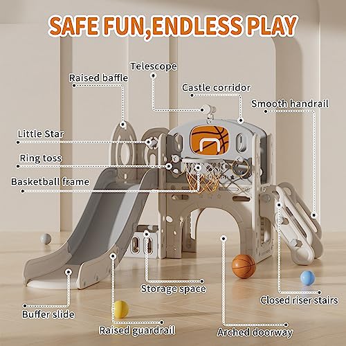 UNICOO Kids Slide Playset with Tunnel and Climber