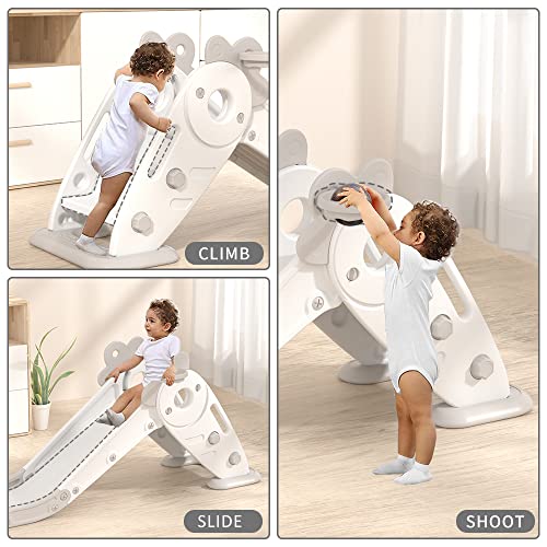 Toddler Slide and Basketball Playset for Kids