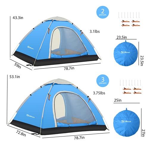 Ubon Ultralight 3-Person Pop-Up Indoor Tent
