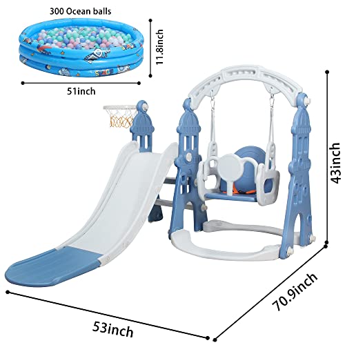 5-in-1 Toddler Playhouse Slide and Swing Set