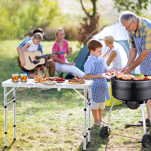 Portable Folding Picnic Table with Adjustable Heights