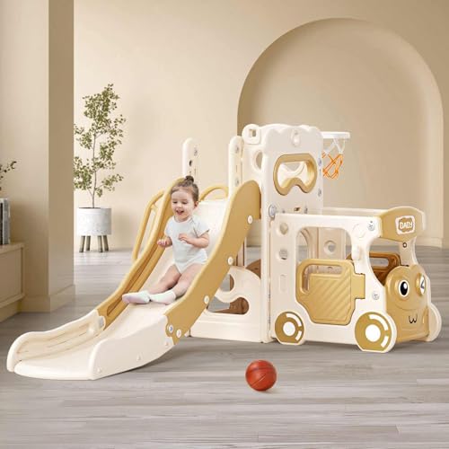 5-in-1 Indoor Toddler Slide Playset with Climber
