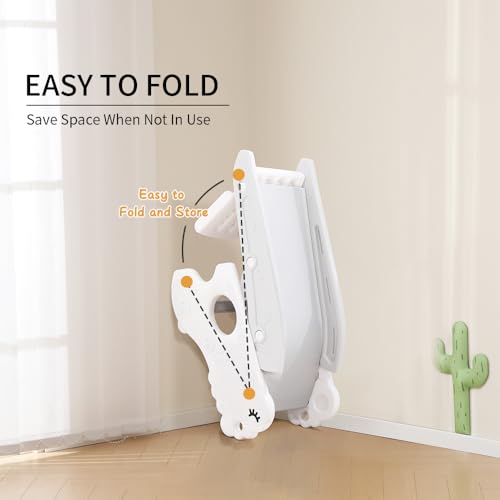 Pearl White Indoor Slide and Climber for Toddlers