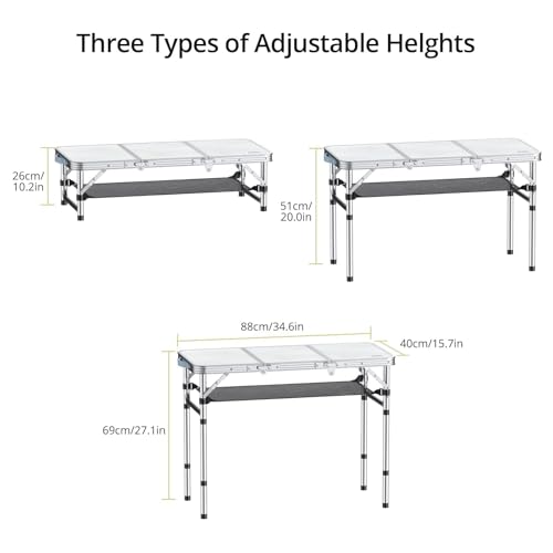 Portable Folding Picnic Table with Adjustable Heights