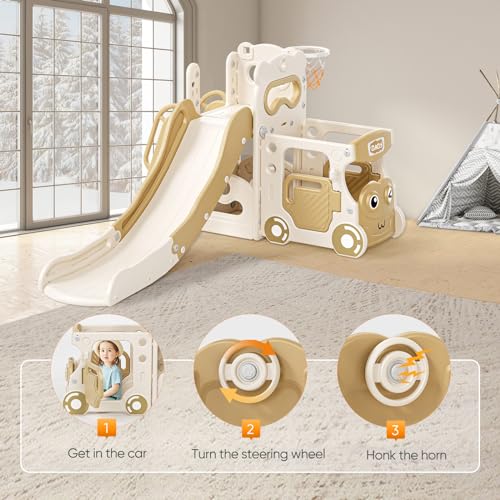 5-in-1 Indoor Toddler Slide Playset with Climber