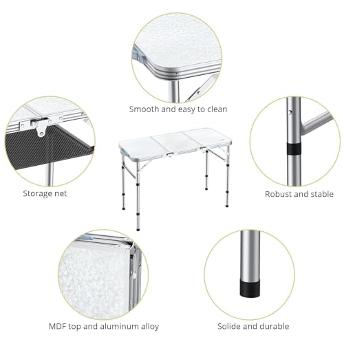 Portable Folding Picnic Table with Adjustable Heights