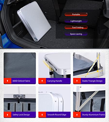 Kids' Adjustable Folding Camping Table - Lightweight & Portable