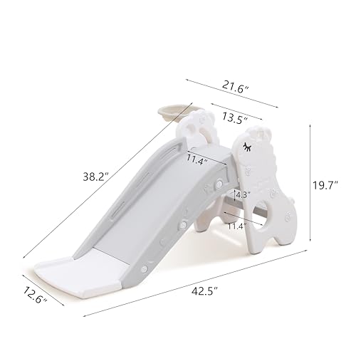 Pearl White Indoor Slide and Climber for Toddlers
