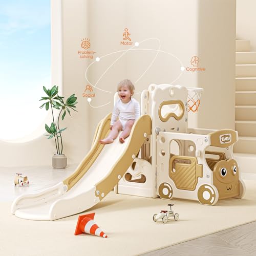 5-in-1 Indoor Toddler Slide Playset with Climber