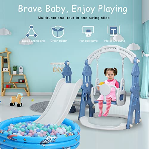 5-in-1 Toddler Playhouse Slide and Swing Set